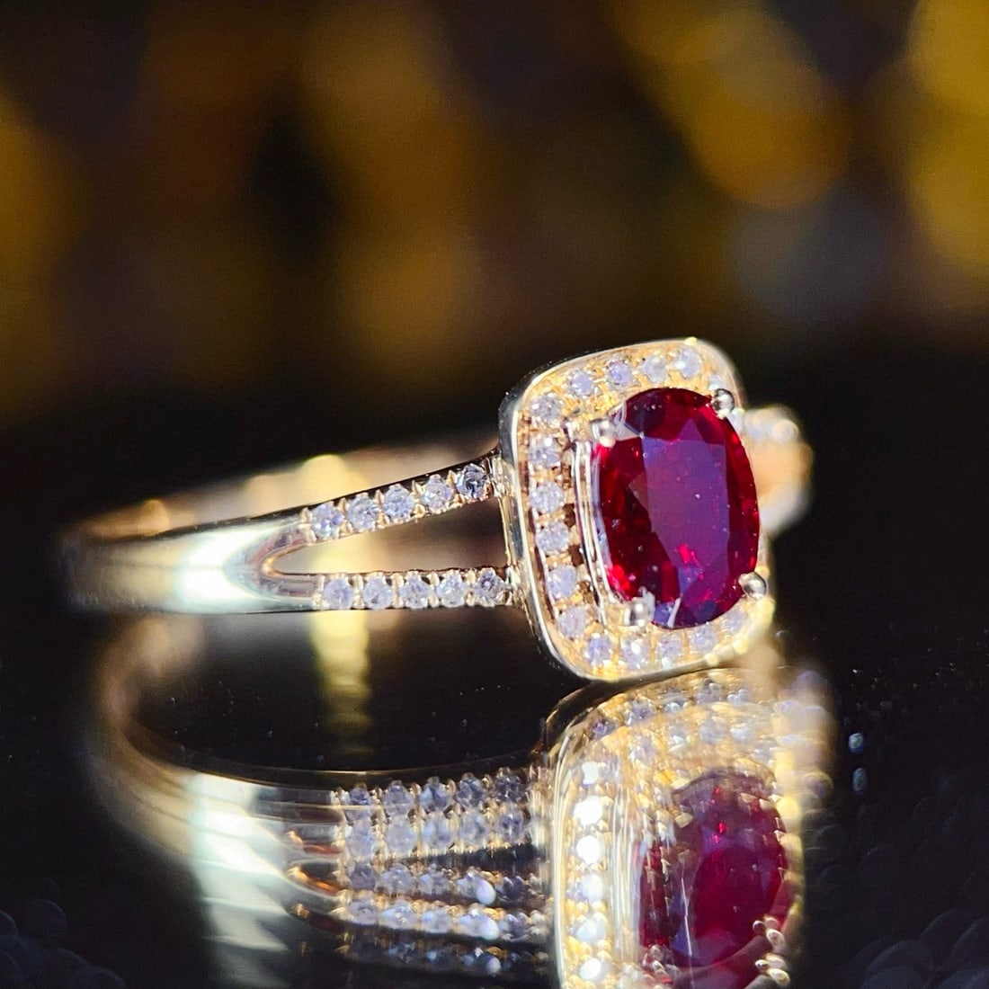 14k Gold 0.6 Ct Natural Ruby & Diamond Ring - 4