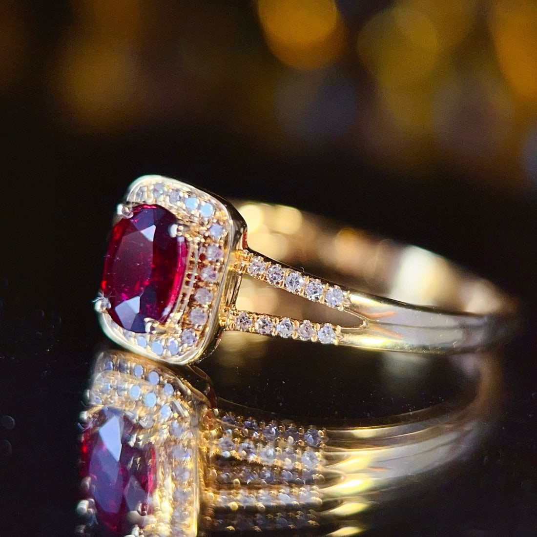 14k Gold 0.6 Ct Natural Ruby & Diamond Ring - 5