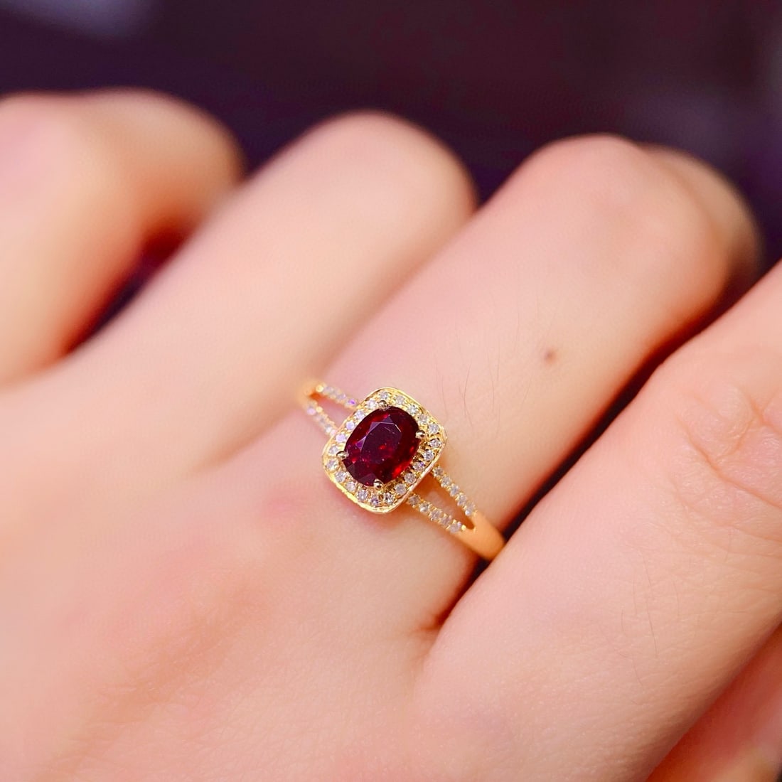 14k Gold 0.6 Ct Natural Ruby & Diamond Ring - 6