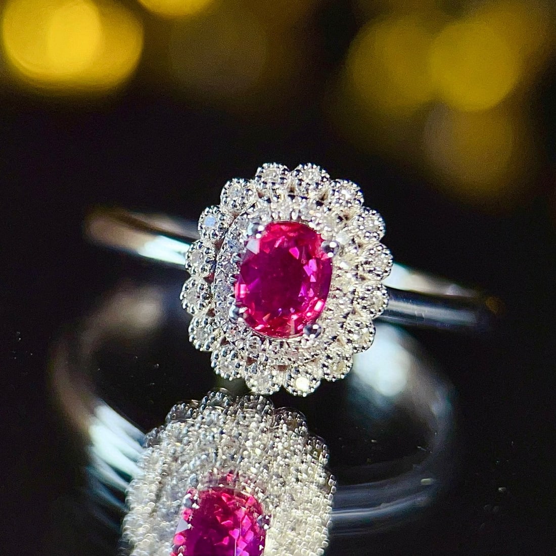 14k Gold 0.55 Ct Natural Ruby & Diamond Ring - 2