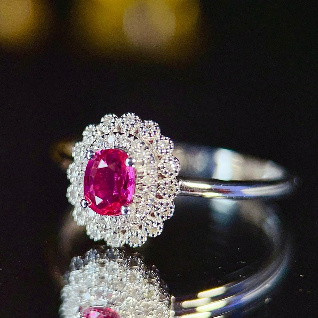 14k Gold 0.55 Ct Natural Ruby & Diamond Ring - 4