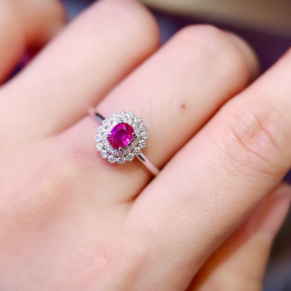 14k Gold 0.55 Ct Natural Ruby & Diamond Ring - 6