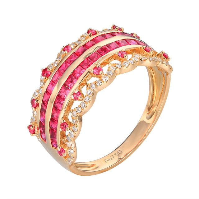 14k Gold 1.28 Ctw Natural Ruby & Diamond Ring - 5