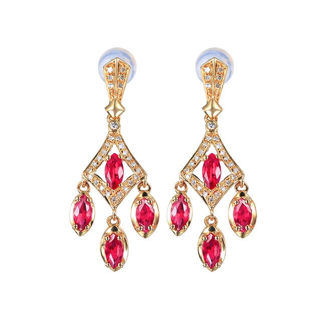 14k Gold 0.95 Ct Natural Ruby & Diamond Earrings - 5