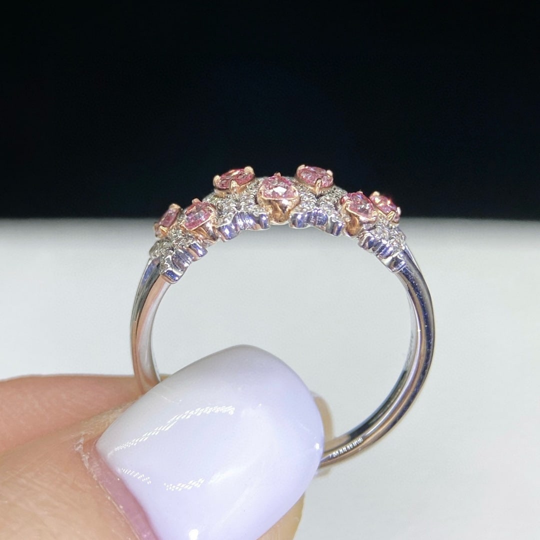 14k Gold 0.70 Ctw Natural Pink Diamond & Diamond Ring - 4