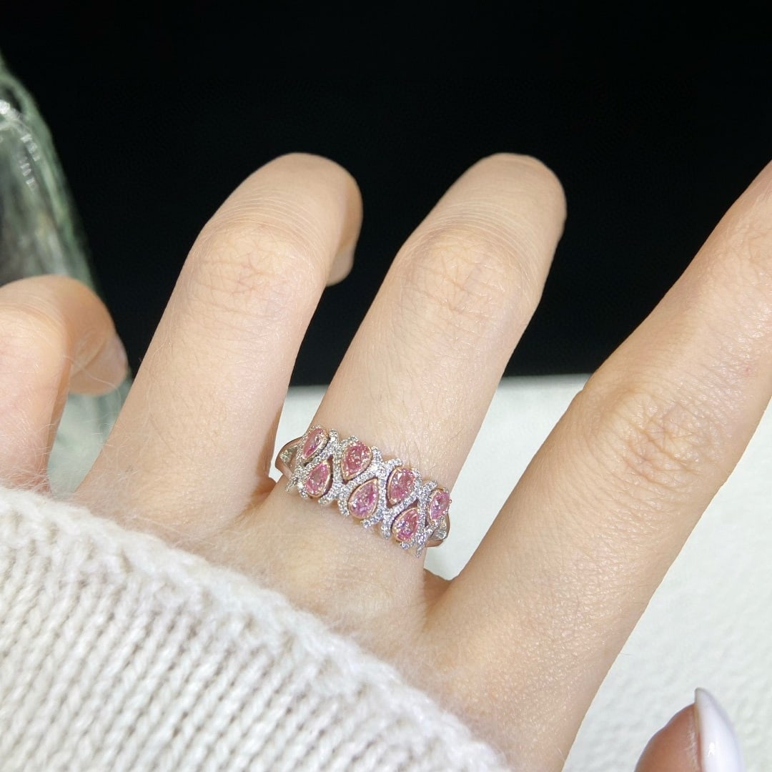 14k Gold 0.70 Ctw Natural Pink Diamond & Diamond Ring - 6