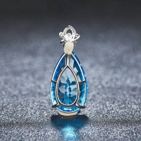 14k Gold 20.7 Ct Natural Topaz & Diamond Pendant( Without Chain ) - 5