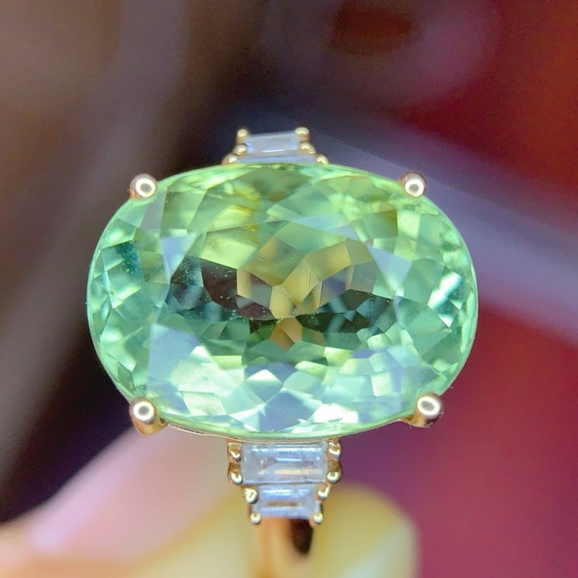 14k Gold 7.01 Ct Natural Tourmaline & Diamond Ring - 2