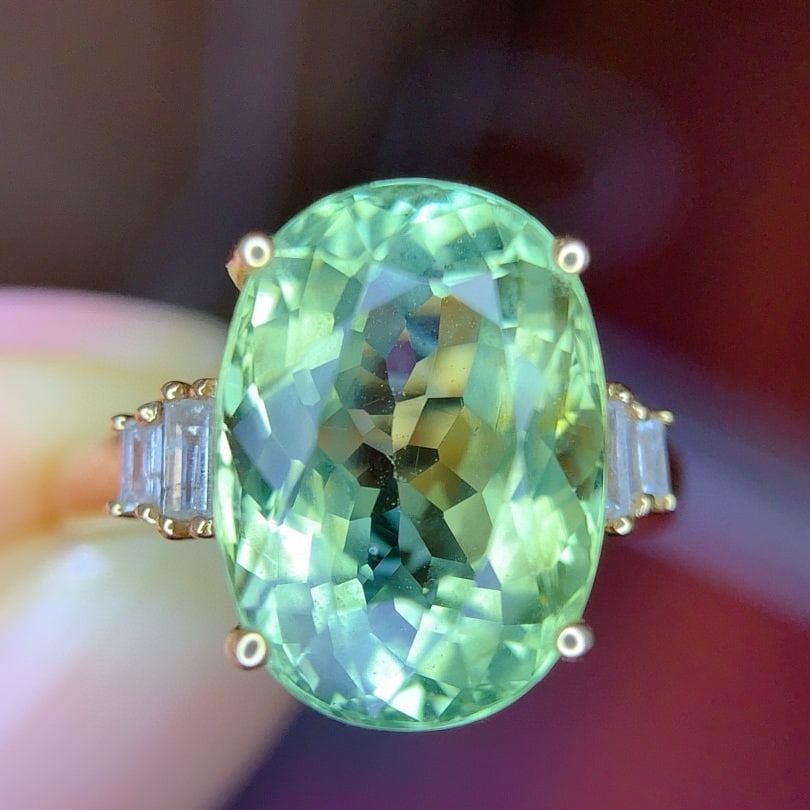 14k Gold 7.01 Ct Natural Tourmaline & Diamond Ring - 4