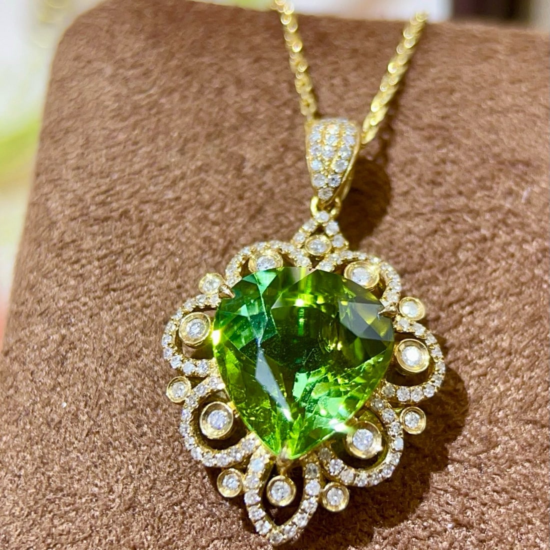 14k Gold 5.07 Ctw Natural Tourmaline & Diamond Pendant( Without Chain ) - 3