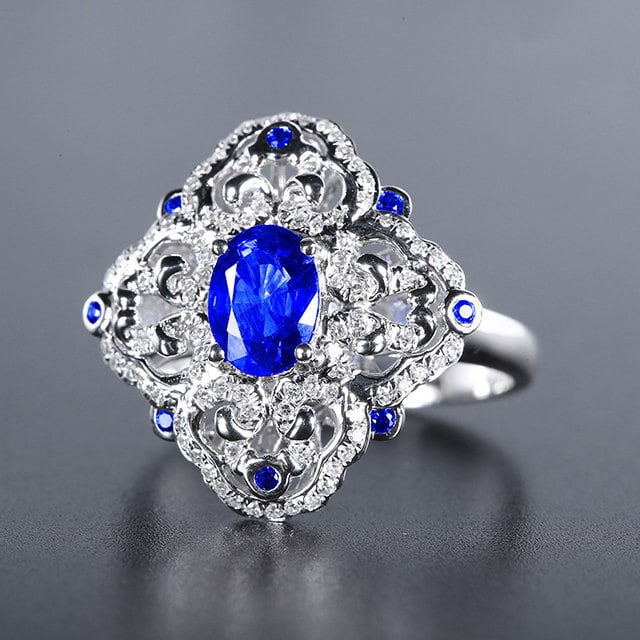 14k Gold 1.40 Ctw Natural Sapphire & Diamond Ring - 3
