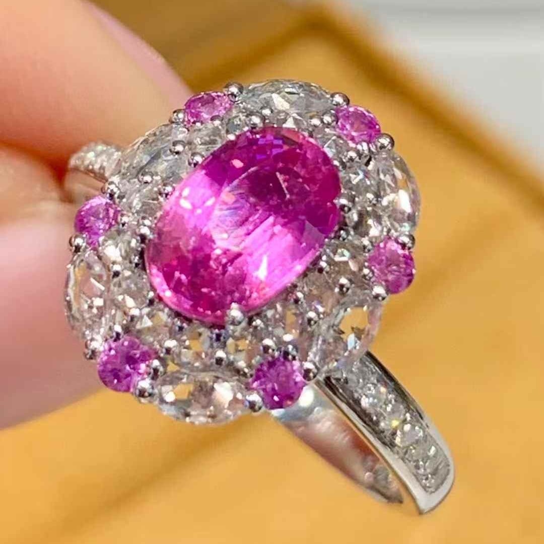 14k Gold 1.22 Ct Natural Sapphire & Coloured Gemstone & Diamond Ring - 2