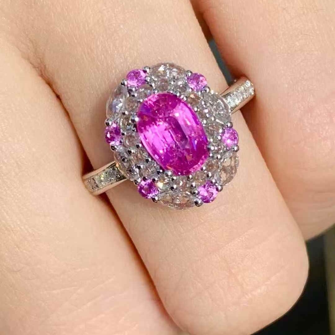 14k Gold 1.22 Ct Natural Sapphire & Coloured Gemstone & Diamond Ring - 4