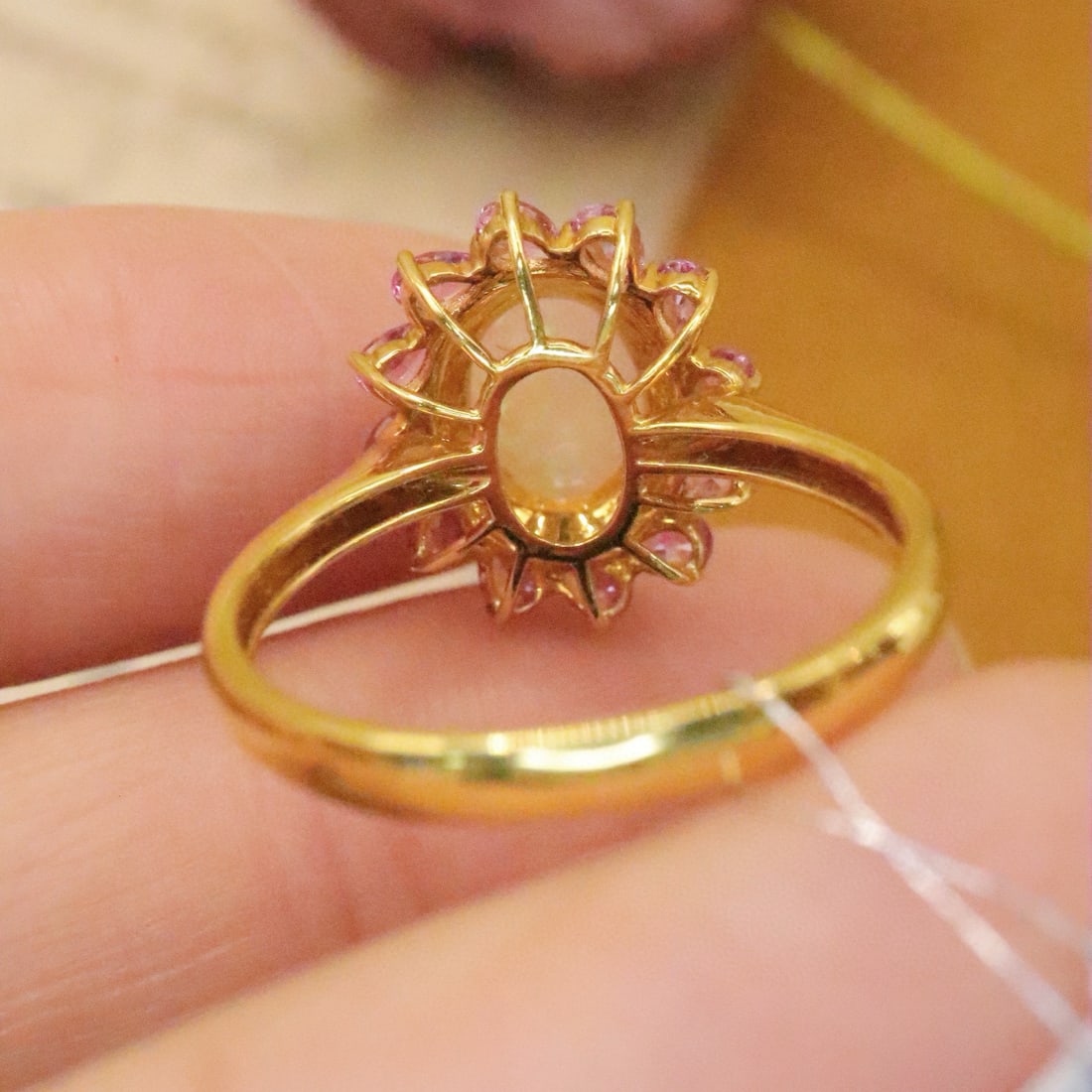 14k Gold 0.80 Ctw Natural Opal & Diamond Ring - 5