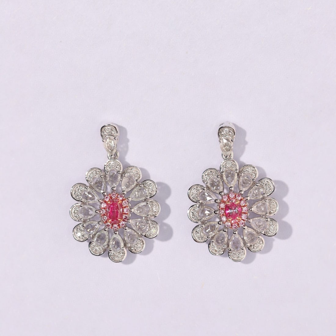 14k Gold 0.4 Ctw Natural Pink Diamond & Color Diamond Earrings - 4