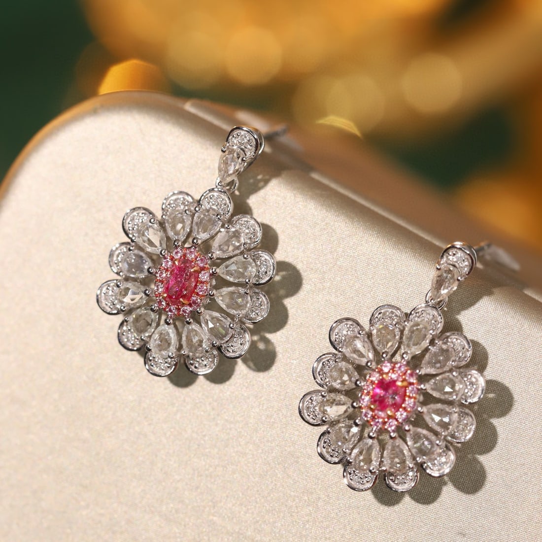 14k Gold 0.4 Ctw Natural Pink Diamond & Color Diamond Earrings - 5