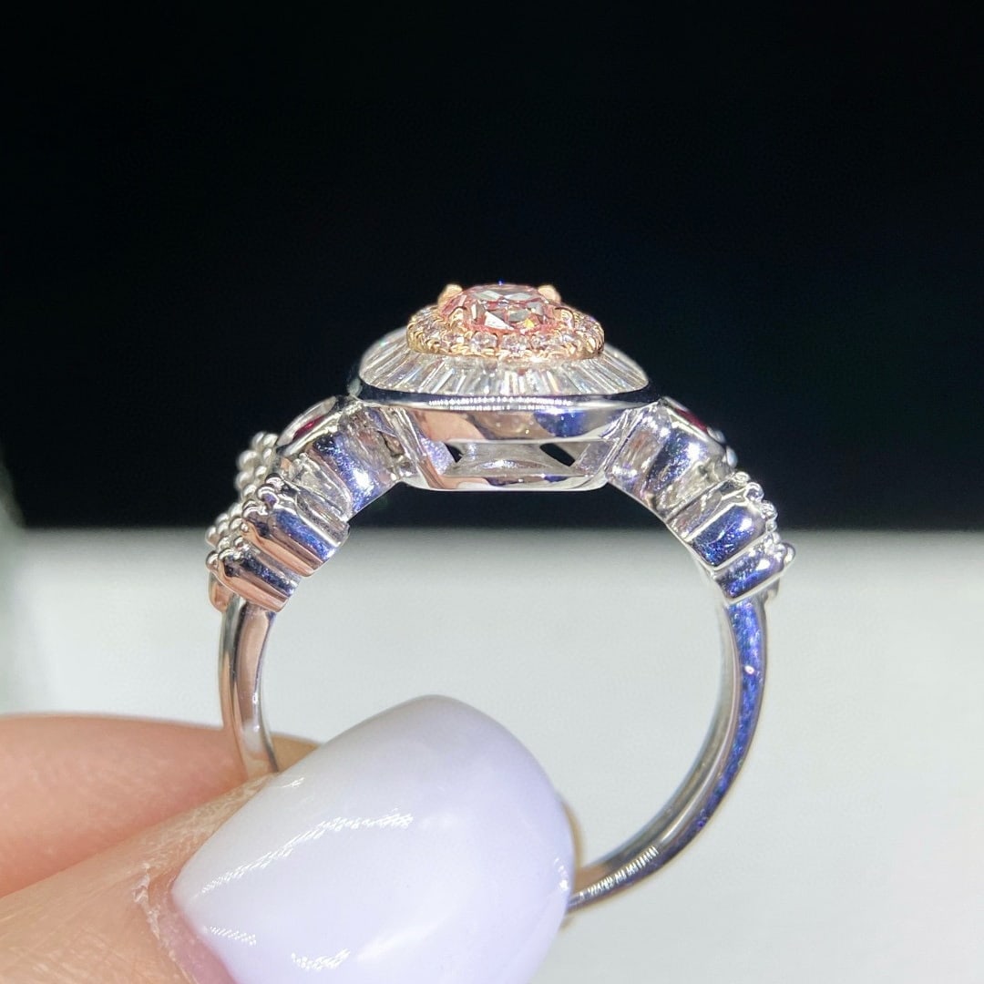 14k Gold 1.20 Ctw Natural Pink Diamond & Diamond Ring - 4