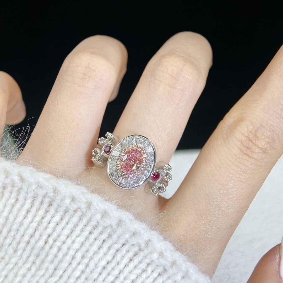 14k Gold 1.20 Ctw Natural Pink Diamond & Diamond Ring - 5