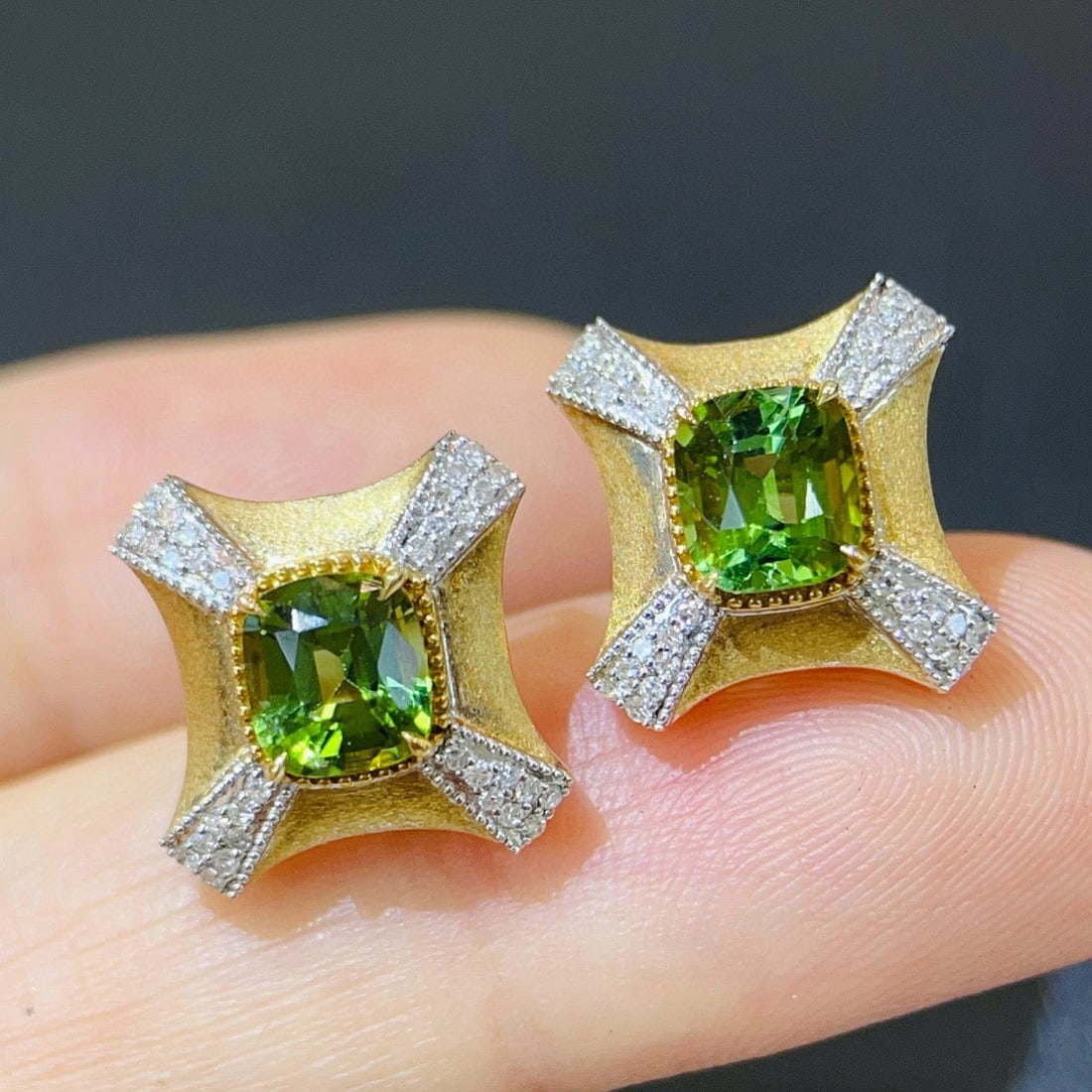 14k Gold 2.18 Ctw Natural Tourmaline & Diamond Earrings - 3