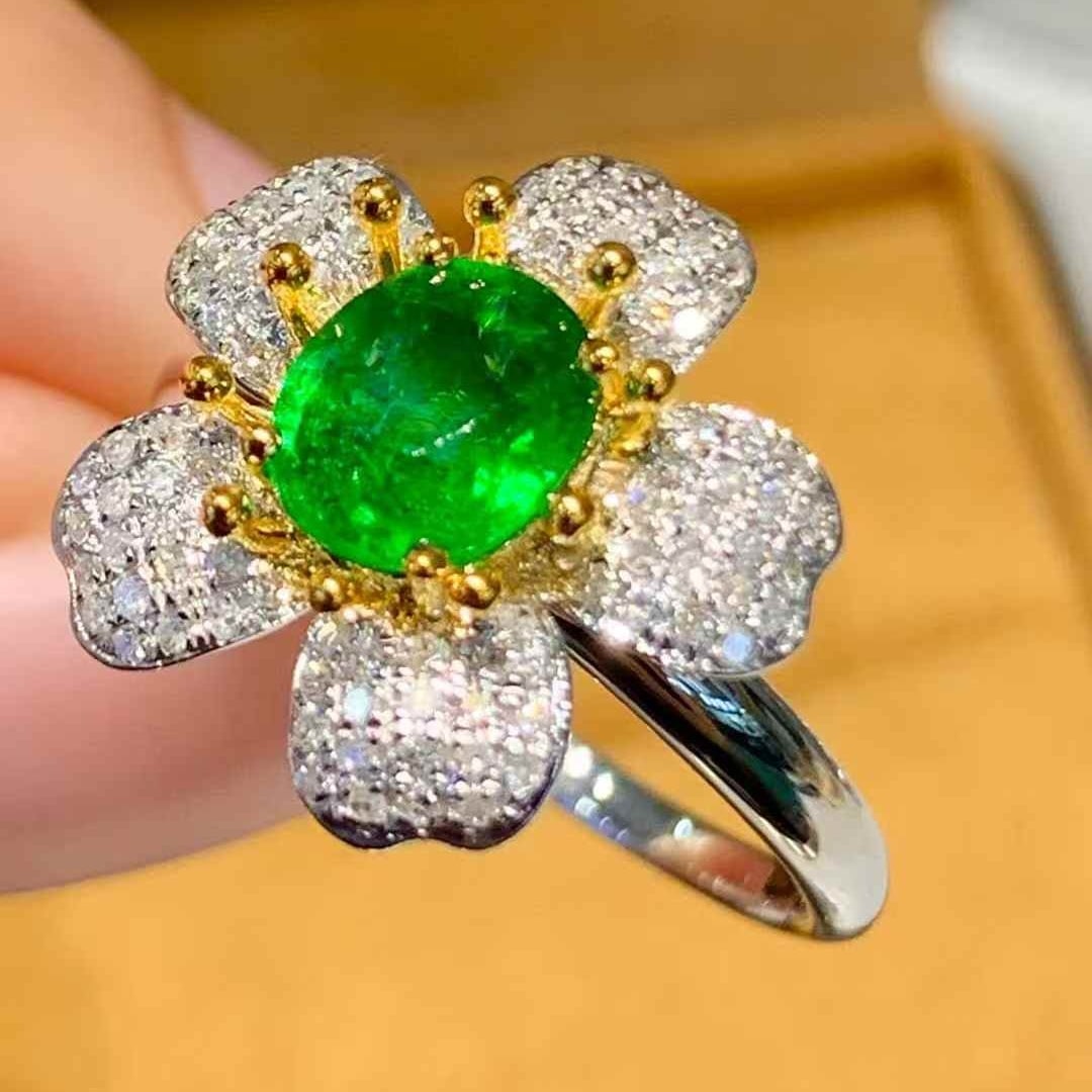 14k Gold 1.65 Ct Natural Tsavorite & Diamond Ring - 3