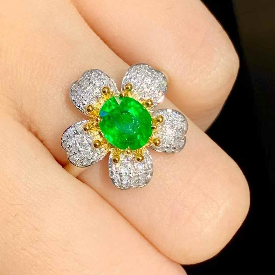 14k Gold 1.65 Ct Natural Tsavorite & Diamond Ring - 6