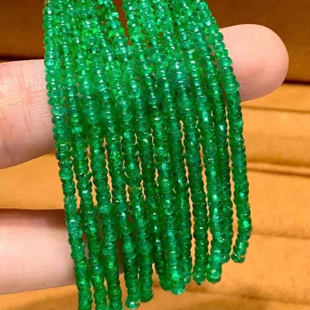 14k Gold 41 Ct Natural Emerald & Diamond & Sapphire Earrings - 4