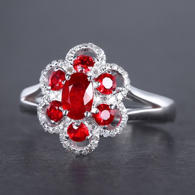 14k Gold 0.73 Ctw Natural Ruby & Diamond Ring - 2