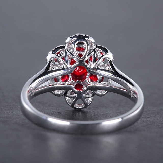 14k Gold 0.73 Ctw Natural Ruby & Diamond Ring - 4