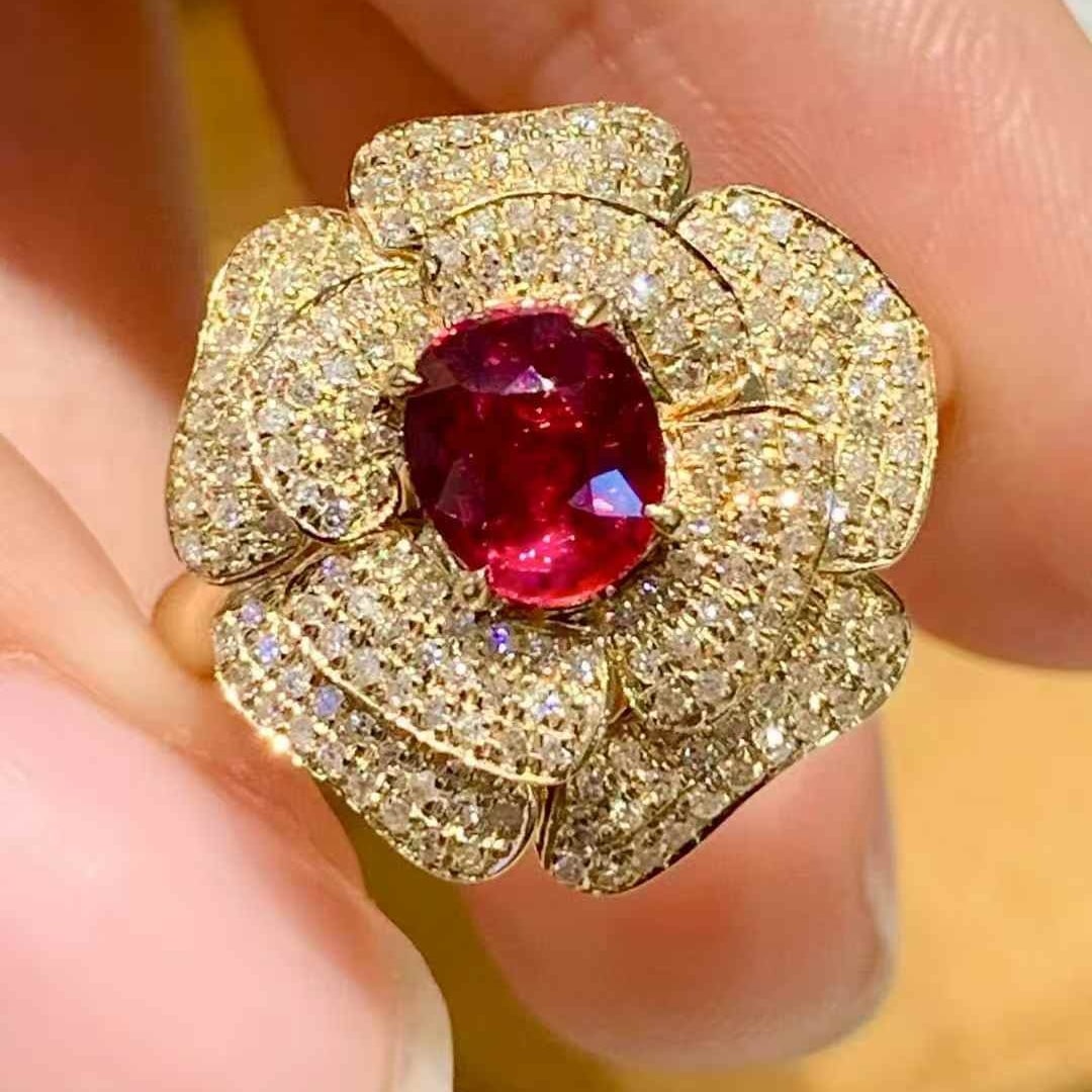 14k Gold 1.00 Ct Natural Ruby & Diamond Ring - 2