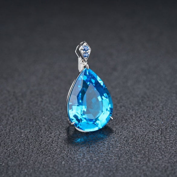 14k Gold 16.69 Ct Natural Topaz & Sapphire Pendant( Without Chain ) - 2