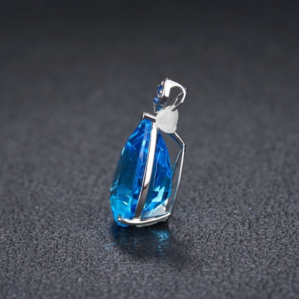 14k Gold 16.69 Ct Natural Topaz & Sapphire Pendant( Without Chain ) - 4