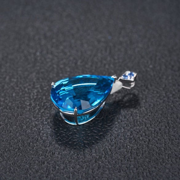 14k Gold 16.69 Ct Natural Topaz & Sapphire Pendant( Without Chain ) - 6