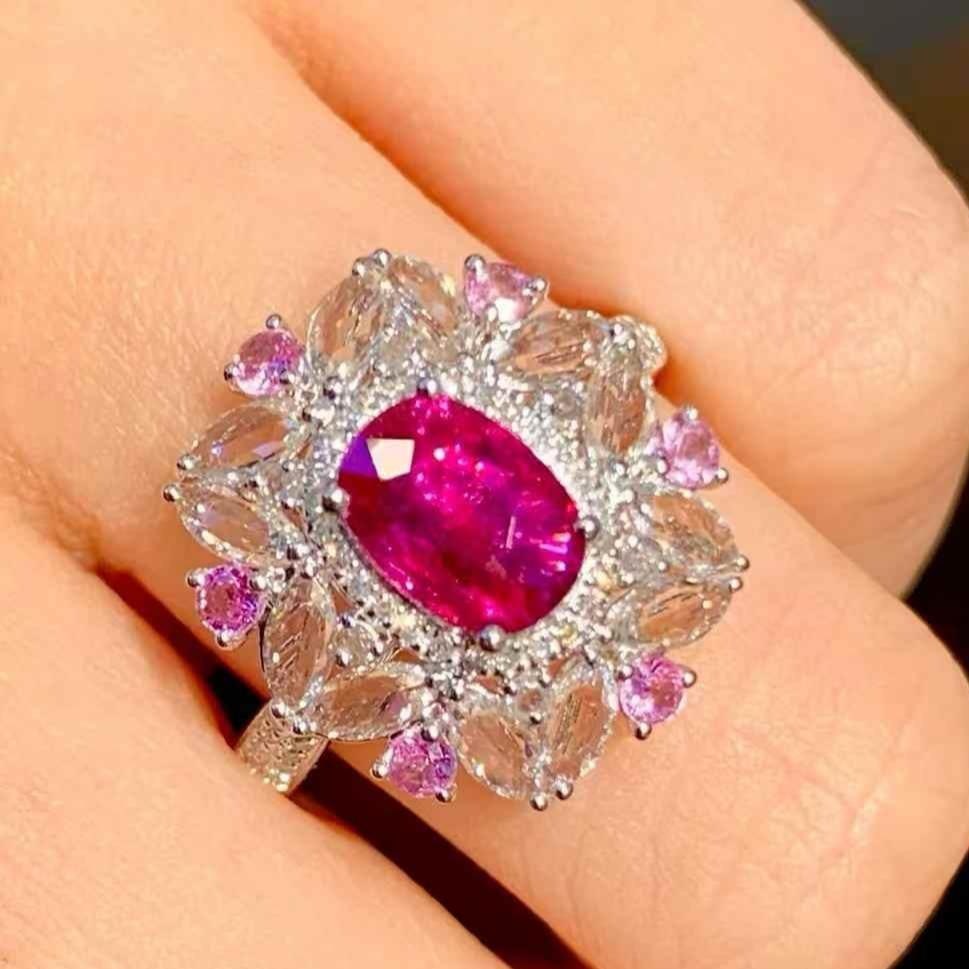 14k Gold 1.1 Ct Natural Ruby & Diamond & Coloured Gemstone Ring (1 of 5)