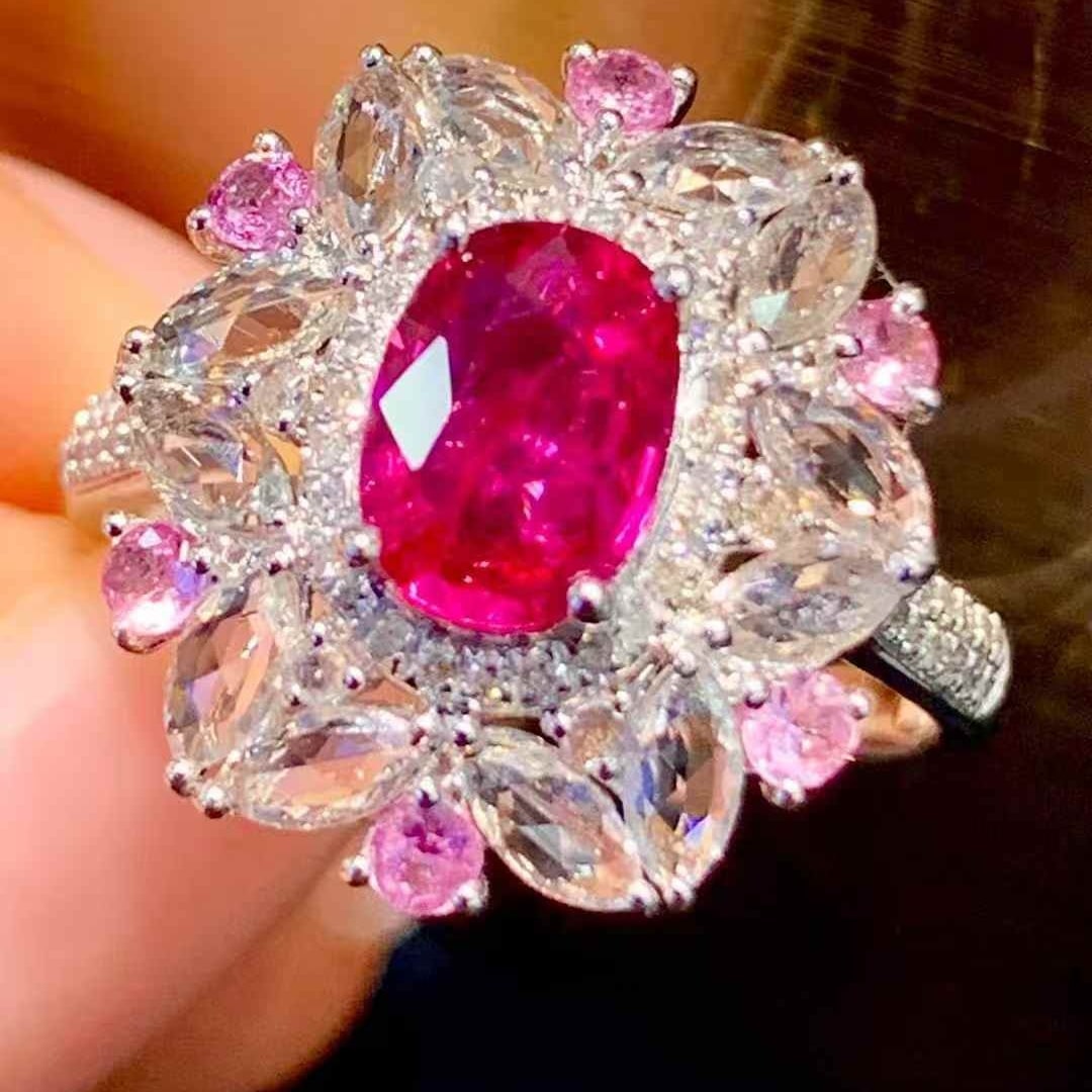 14k Gold 1.1 Ct Natural Ruby & Diamond & Coloured Gemstone Ring - 2