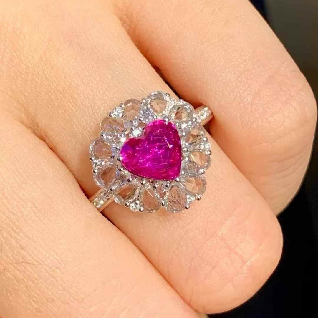 14k Gold 1.04 Ct Natural Ruby & Sapphire & Diamond Ring - 2