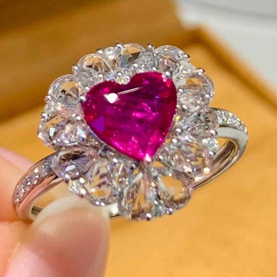 14k Gold 1.04 Ct Natural Ruby & Sapphire & Diamond Ring - 5