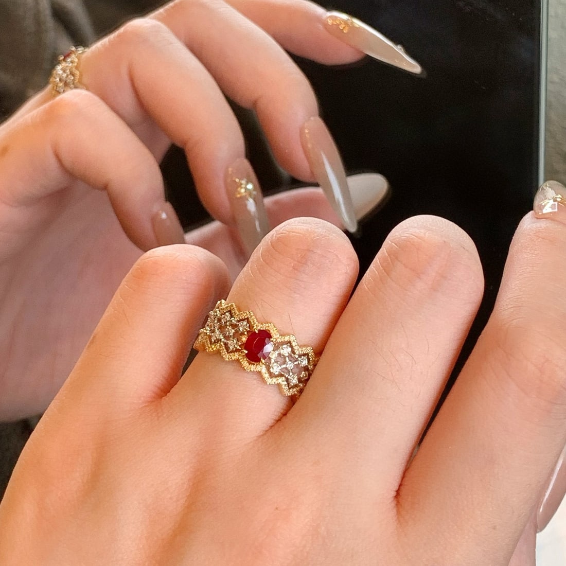 14k Gold 1.15 Ctw Natural Ruby & Diamond Ring - 5