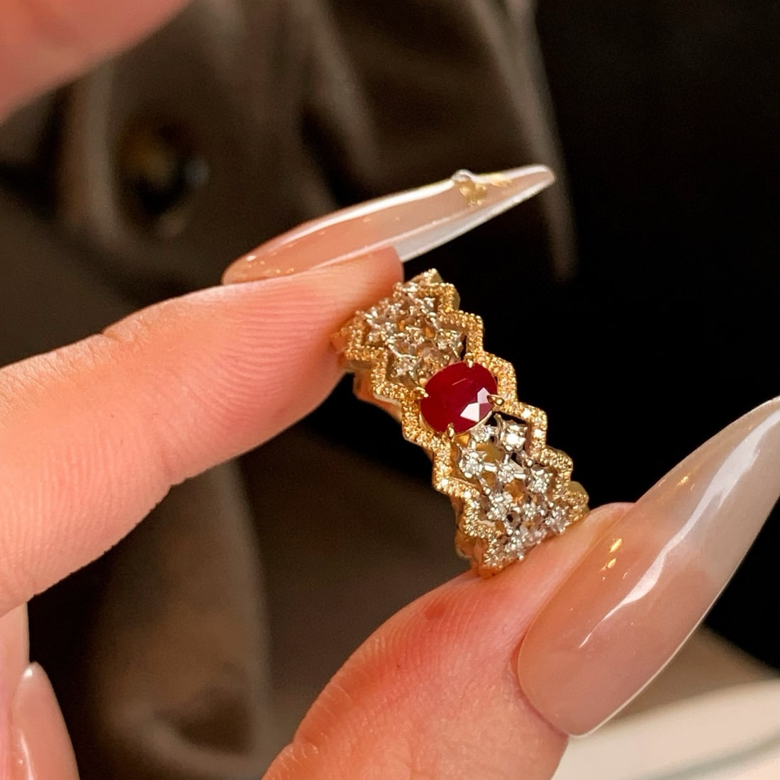 14k Gold 1.15 Ctw Natural Ruby & Diamond Ring - 7