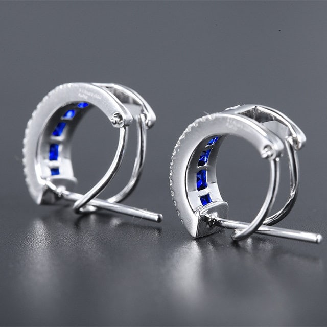 14k Gold 1.57 Ctw Natural Sapphire & Diamond Earrings - 4