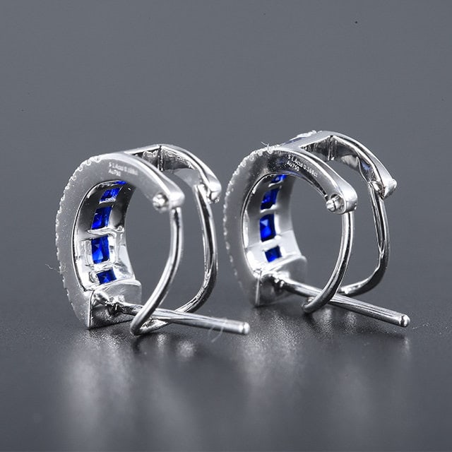 14k Gold 1.57 Ctw Natural Sapphire & Diamond Earrings - 5