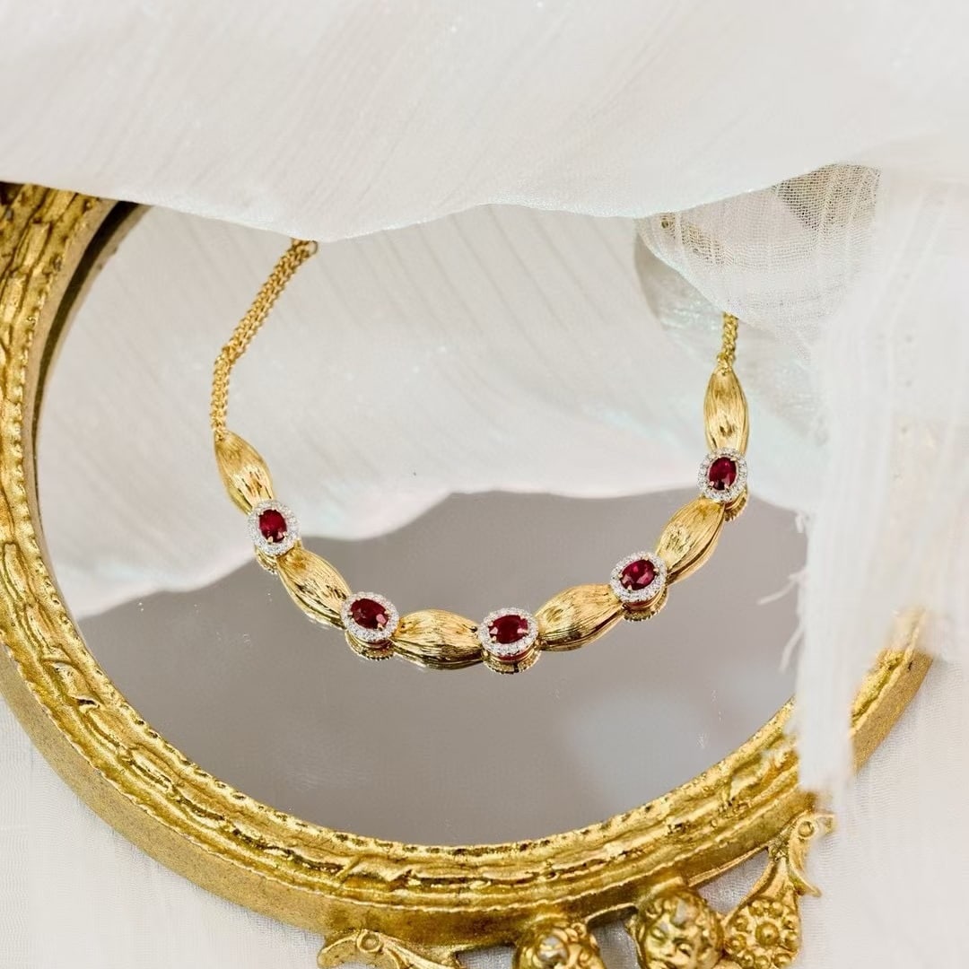 14k Gold 1.40 Ctw Natural Ruby & Diamond Bracelet - 4