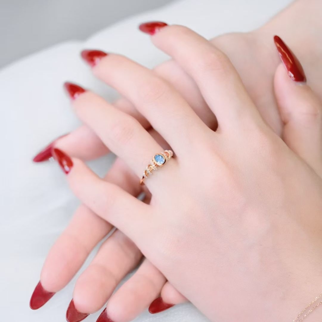 14k Gold 0.5 Ctw Natural Aquamarine & Diamond Ring - 3