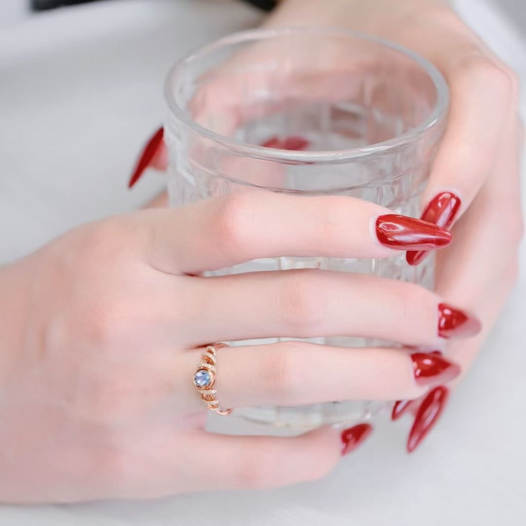 14k Gold 0.5 Ctw Natural Aquamarine & Diamond Ring - 4