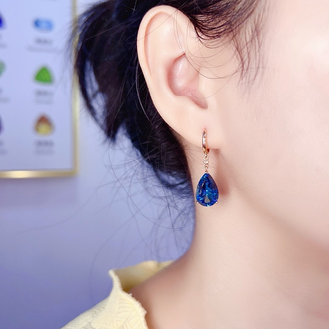 14k Gold 11.41 Ctw Natural Topaz & Diamond Earrings - 6