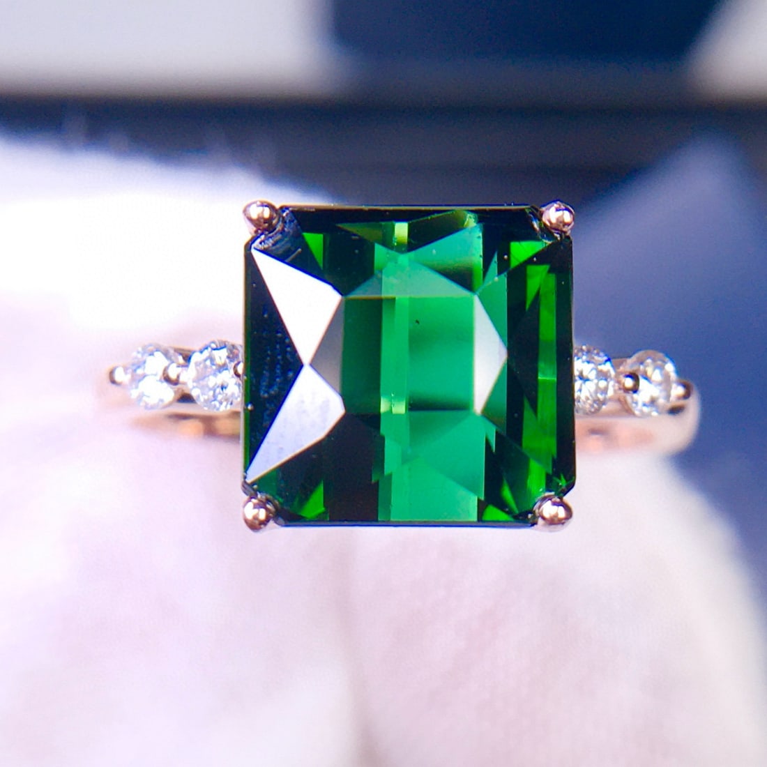 14k Gold 5.2 Ct Natural Tourmaline & Diamond Ring - 3