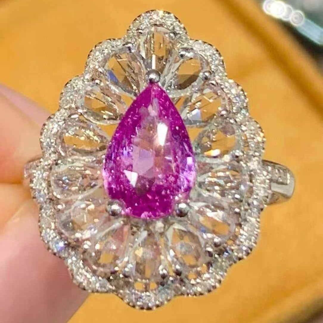 14k Gold 1.1 Ct Natural Sapphire & Sapphire & Diamond Ring - 2