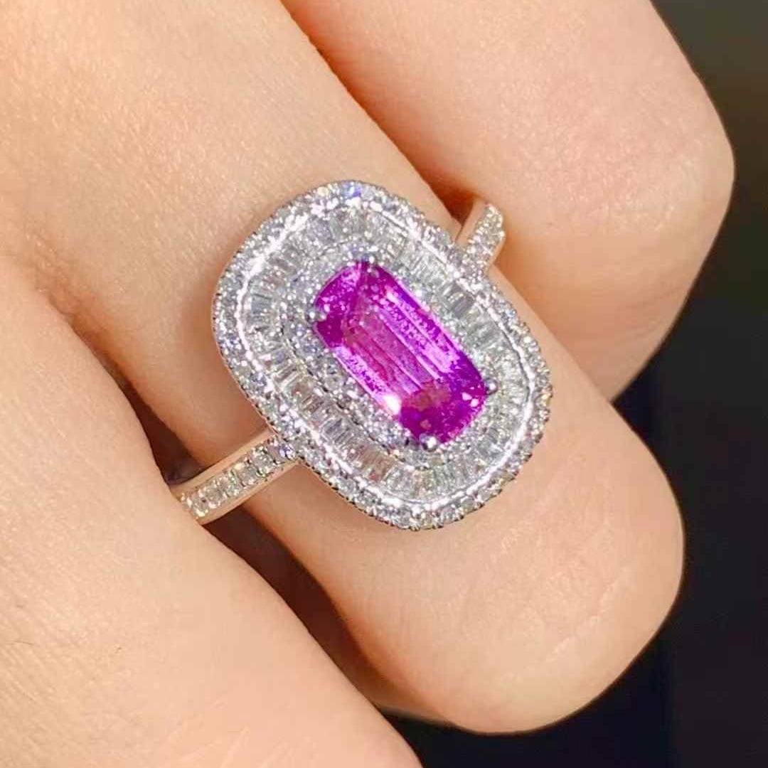 14k Gold 1.3 Ct Natural Sapphire & Diamond Ring - 3