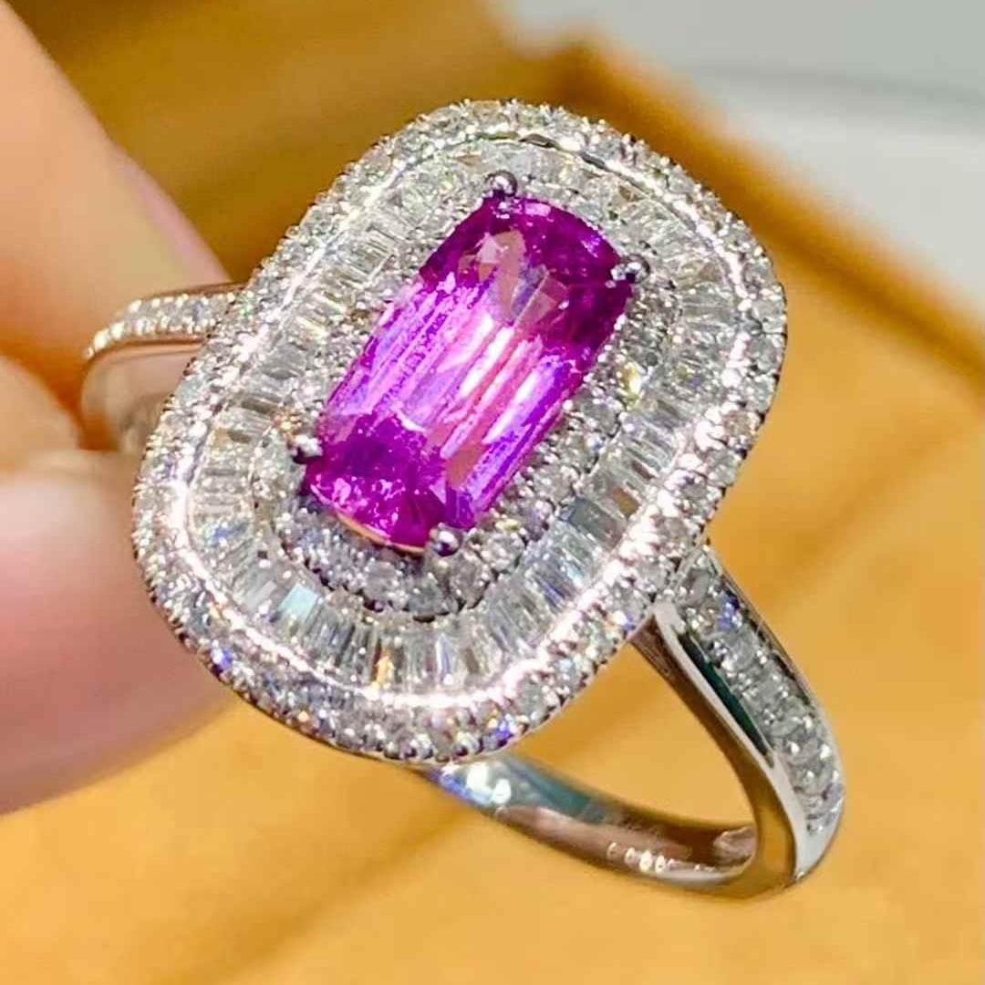 14k Gold 1.3 Ct Natural Sapphire & Diamond Ring - 4