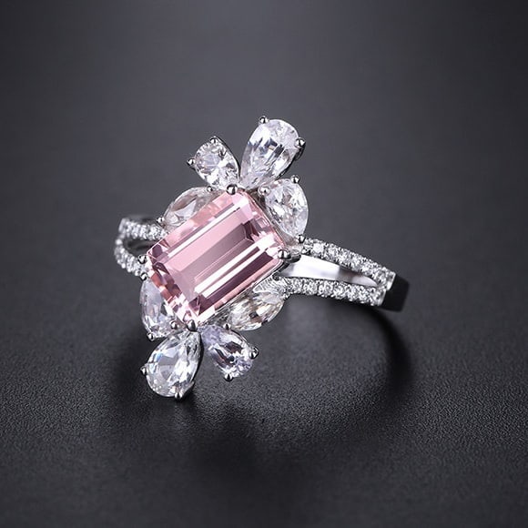 14k Gold 2.82 Ctw Natural Morganite & Sapphire Ring (1 of 6)