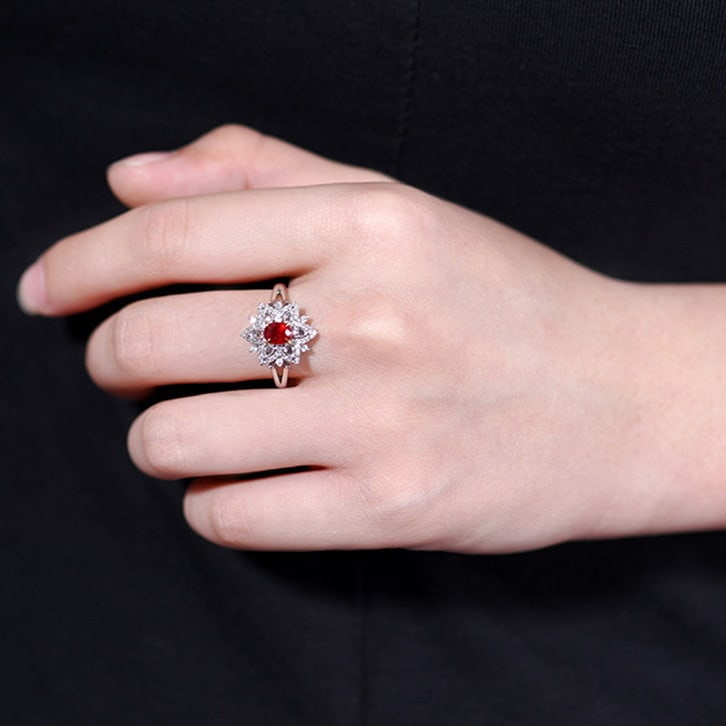 14k Gold 0.94 Ctw Natural Ruby & Diamond Ring/pendant( Without Chain ) - 7